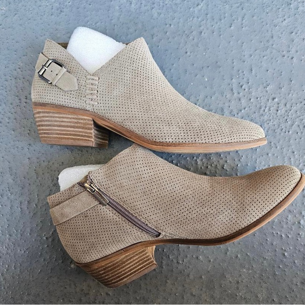 Vince Camuto Tan Perforated Ankle Booties